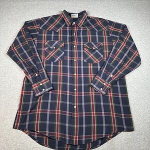 Toro Vintage‎ Plaid Western-Style Shirt Mens L Poly-Cotton Blend 80s/90s NOTE